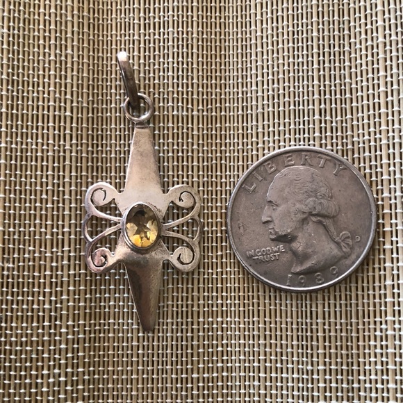 Sterling faceted citrine charm / pendant - Picture 2 of 7